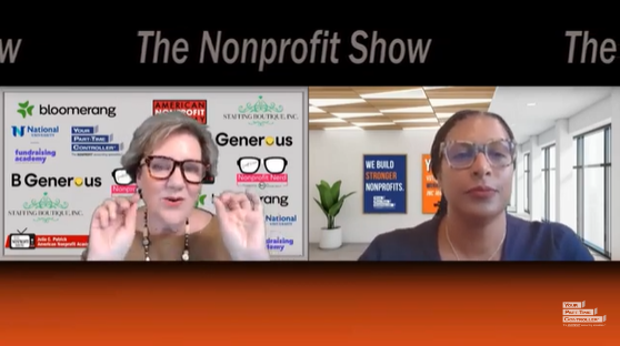 Screen shot of video with two women discussing nonprofit issues