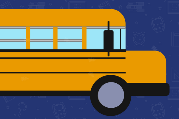 School Bus on blue background