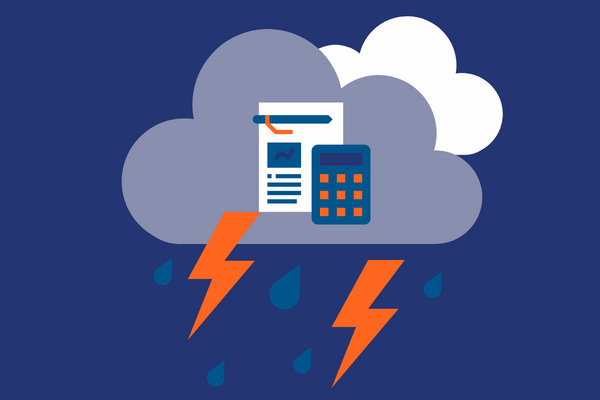 accounting items within a storm cloud
