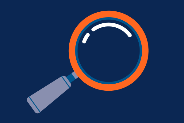 blue background with magniying glass to signify research
