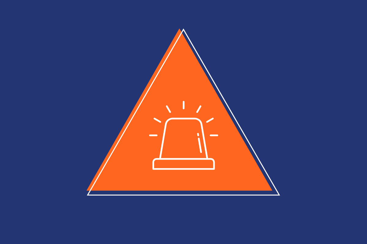 orange triangle with alert inside indicating caution