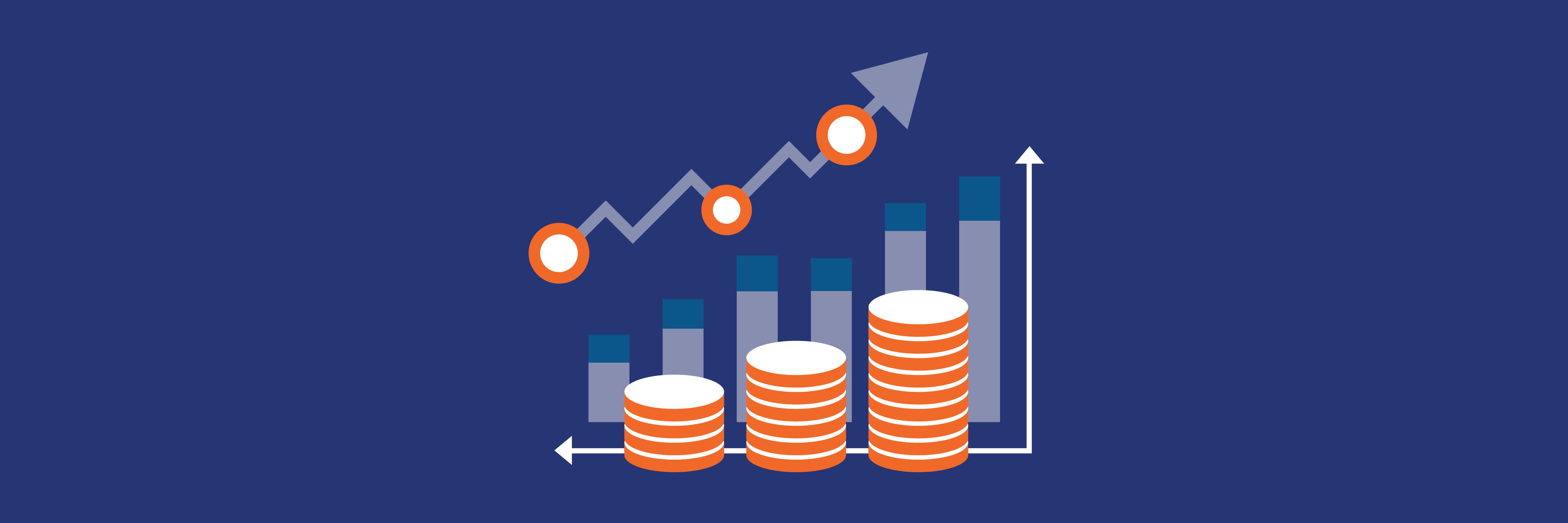 graph with coins and ascending line