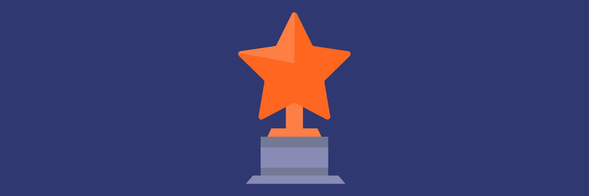 trophy in the shape of a star against a blue background