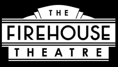 black and white logo that says "FireHouse Theater"