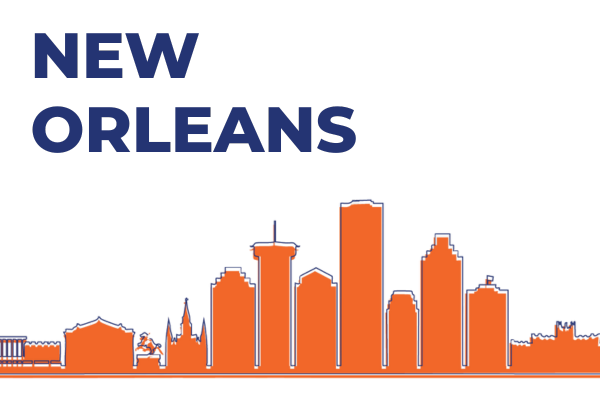 A graphic of the city of New Orleans, representing YPTC's work in New Orleans supporting organizations through expert nonprofit accounting services