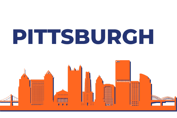 A graphic of the Pittsburgh skyline representing YPTC's presence in Pittsburgh providing expert nonprofit accounting and finance services