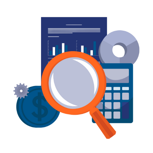 An image of a magnifying glass, representing YPTC's nonprofit chart of accounts guide that assists nonprofits into generating the information they need to produce meaningful reports about their financial management