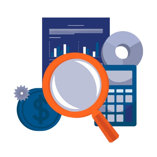 An image of a magnifying glass, representing YPTC's nonprofit chart of accounts guide that assists nonprofits into generating the information they need to produce meaningful reports about their financial management