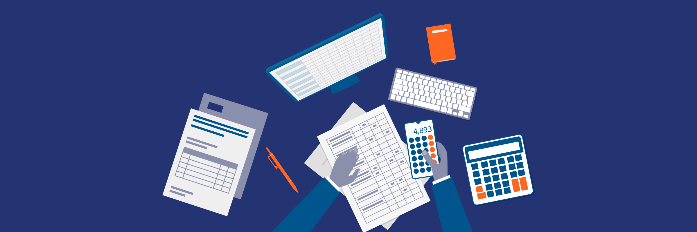 Vector image of a person making computations